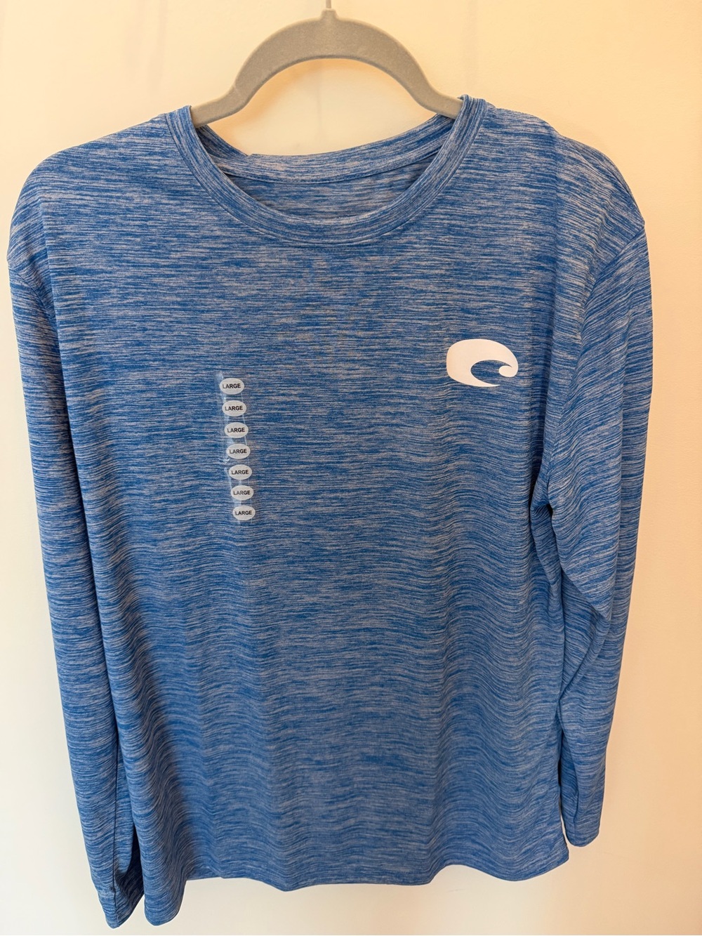 Costa Blue Space-Dye Performance Tee with White Logo